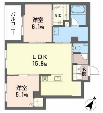 シャーメゾンプレミアム旭が丘(2LDK/4階)の間取り写真