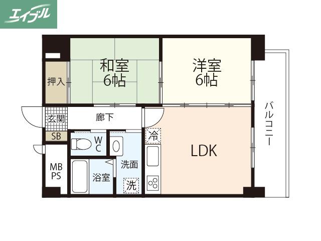 アンブシュール京橋(2LDK/7階)の間取り写真
