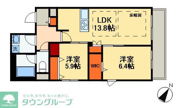 ヴィクトワール南流山(2LDK/5階)の間取り写真