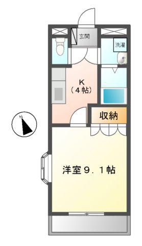アドラーブル(1K/1階)の間取り写真