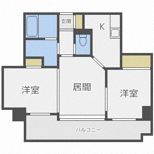グランルミネ山鼻(1LDK/6階)の間取り写真