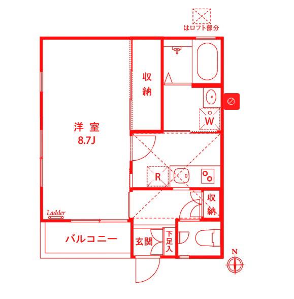 オーチャードコート丸子通2丁目II(1K/2階)の間取り写真