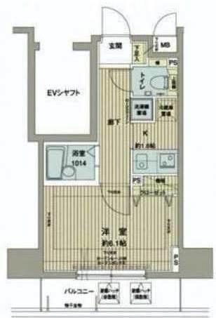 メインステージ西新宿(1K/4階)の間取り写真