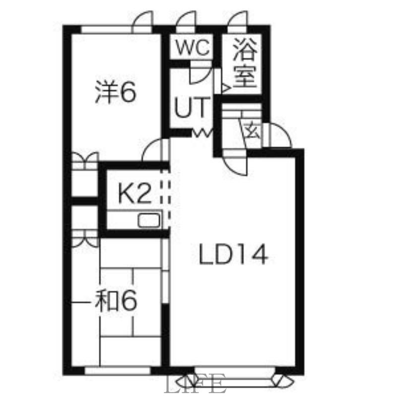 サジタリアマンション(2LDK/2階)の間取り写真