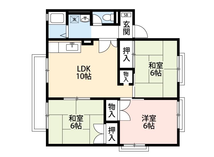 サンパーク谷田I(3LDK/1階)の間取り写真