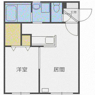 クーデクール北円山(1LDK/4階)の間取り写真