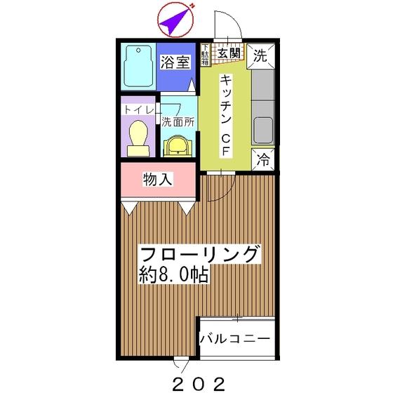 エスポワール(1K/2階)の間取り写真