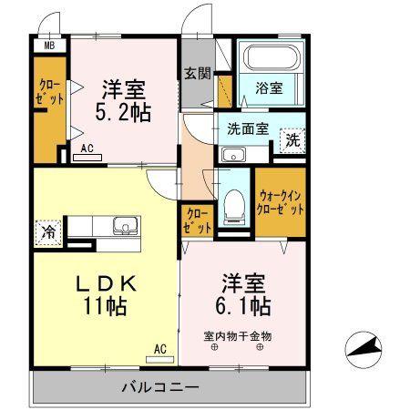 グランツ(2LDK/2階)の間取り写真