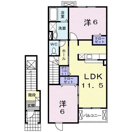 ダ・カーポ(2LDK/2階)の間取り写真