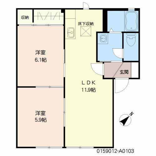 プレミールT (2LDK/1階)の間取り写真