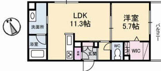 MIWISE(1LDK/3階)の間取り写真