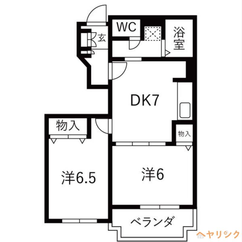 サフィニアガーデンA棟(2DK/2階)の間取り写真