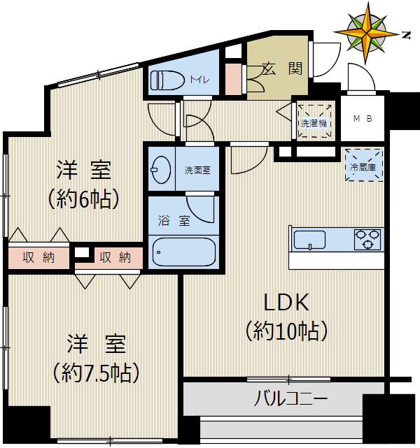 プレサンス本駒込アカデミア(2LDK/14階)の間取り写真