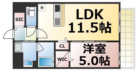 アフィーノ(1LDK/3階)の間取り写真