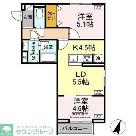 セレスティア中央 II(2LDK/3階)の間取り写真