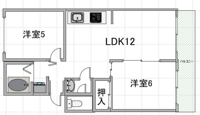 パラシオン城下(2LDK/1階)の間取り写真