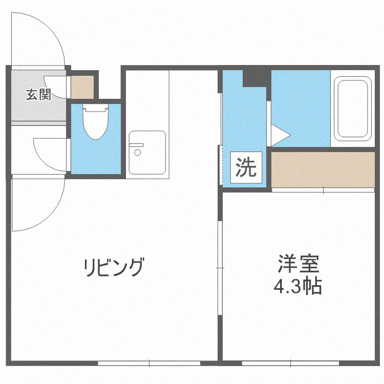 エクセル麻生(1LDK/4階)の間取り写真