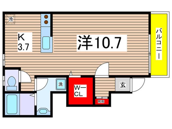 パイン ファースト A(1K/1階)の間取り写真