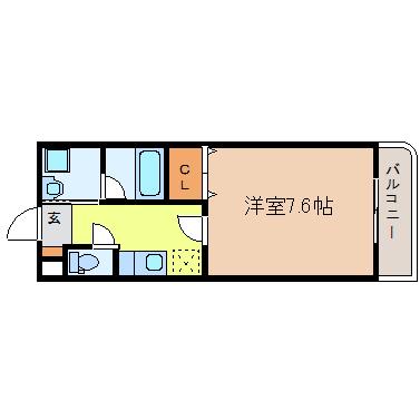 ラフォーレ椌木(1K/2階)の間取り写真