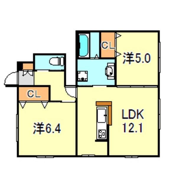 クオーレ2(2LDK/1階)の間取り写真