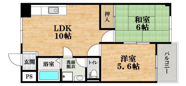 マンションくすのき(2DK/2階)の間取り写真