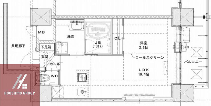 ノルデンハイム同心(1LDK/10階)の間取り写真