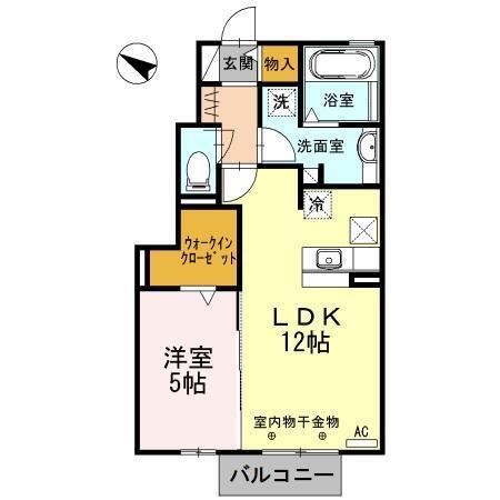 スプルース(1LDK/1階)の間取り写真