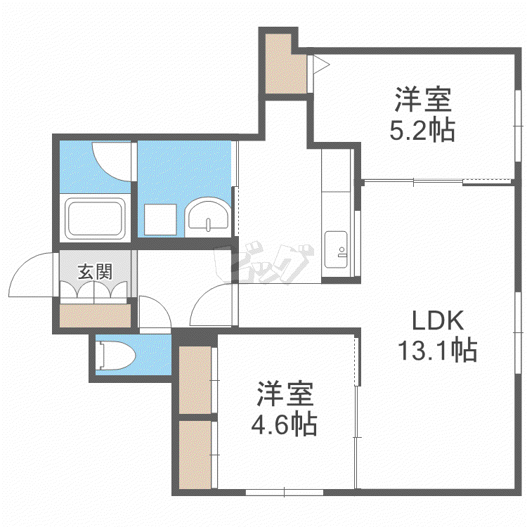 ALPHA学園前(2LDK/4階)の間取り写真