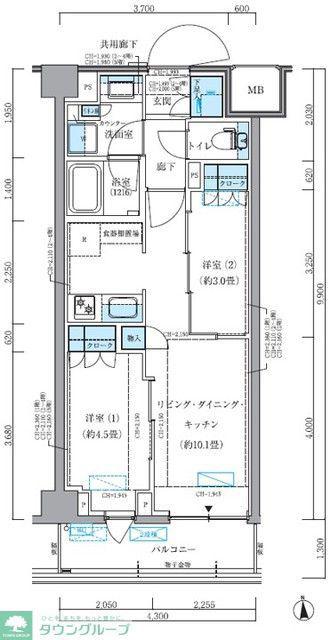 パークアクシス品川シーサイド(2LDK/1階)の間取り写真