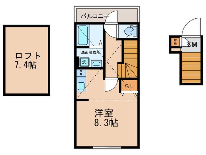あんしん住道矢田(ワンルーム/2階)の間取り写真