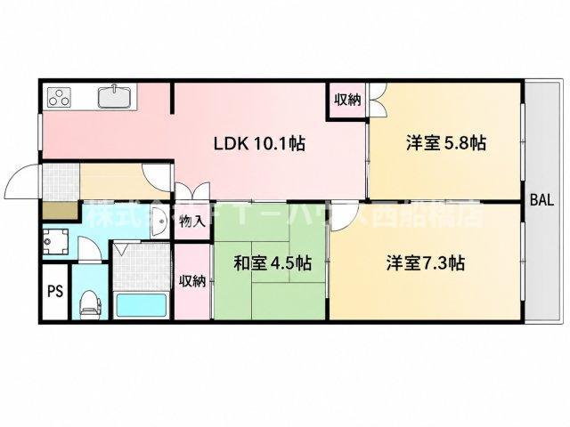 エクセレンス咲(3LDK/2階)の間取り写真
