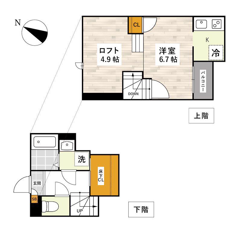 ADC帯山グラン(1K/1階)の間取り写真