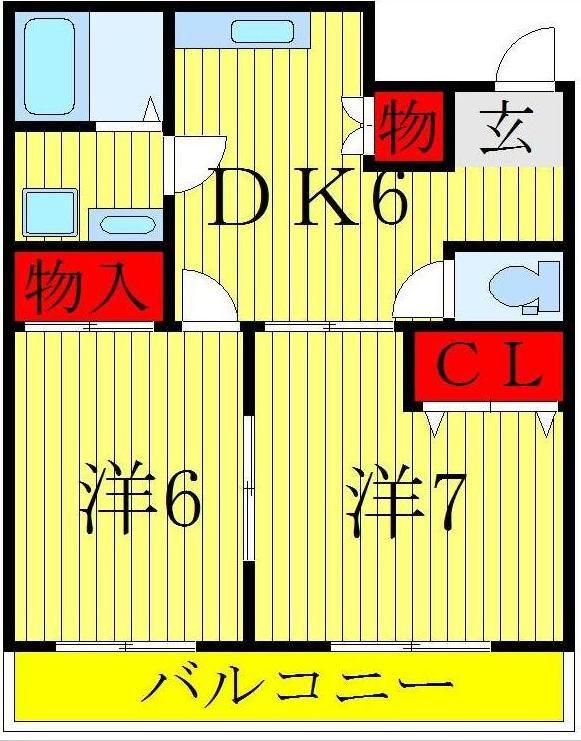 マーヴェラスマンション(2DK/1階)の間取り写真
