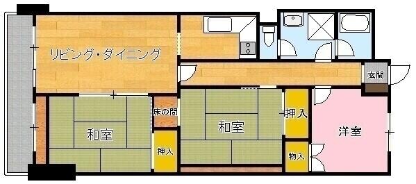 磯子シルクマンション(3LDK/6階)の間取り写真