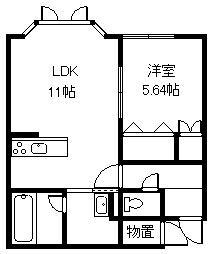 シャルマン神楽A(1LDK/1階)の間取り写真