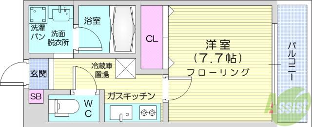 ヴィラ・ボヌール(1K/3階)の間取り写真