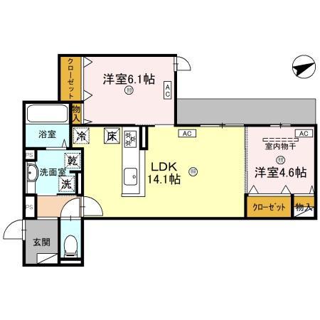 O-CREST池田桃園(2LDK/1階)の間取り写真