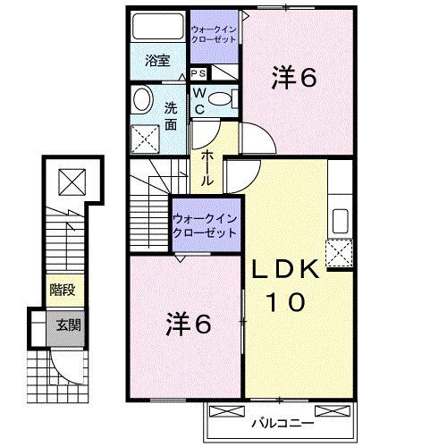 EVERGREEN M.T(2LDK/2階)の間取り写真