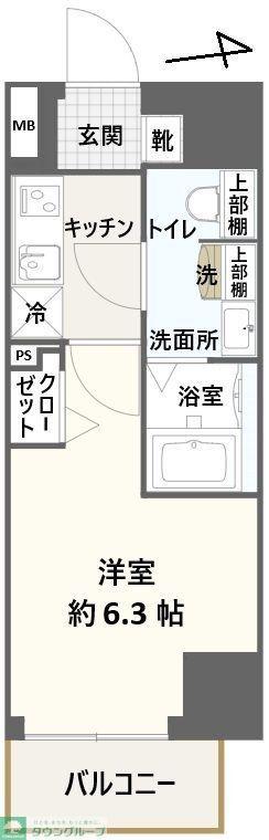 CREST TAPP川崎港町(1K/3階)の間取り写真
