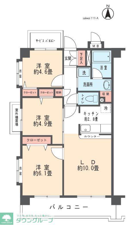 エレガンス幸(3LDK/1階)の間取り写真
