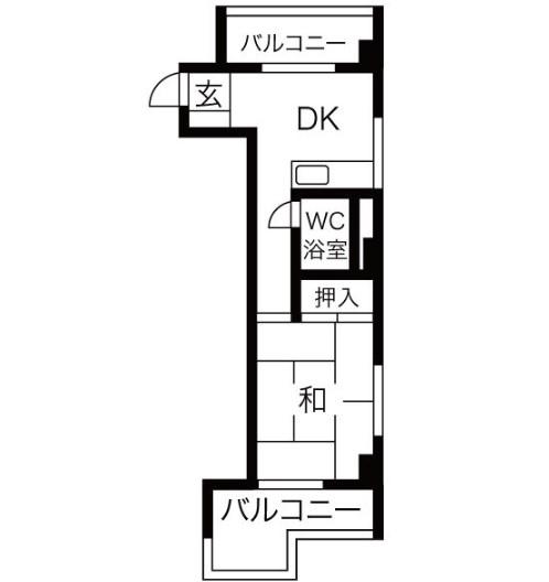 はとビル(1DK/5階)の間取り写真
