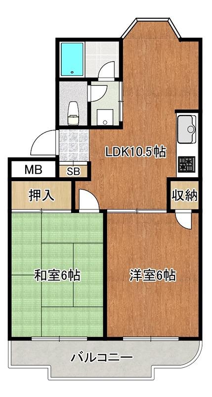 ぐらんどりぶ三番館(2LDK/2階)の間取り写真