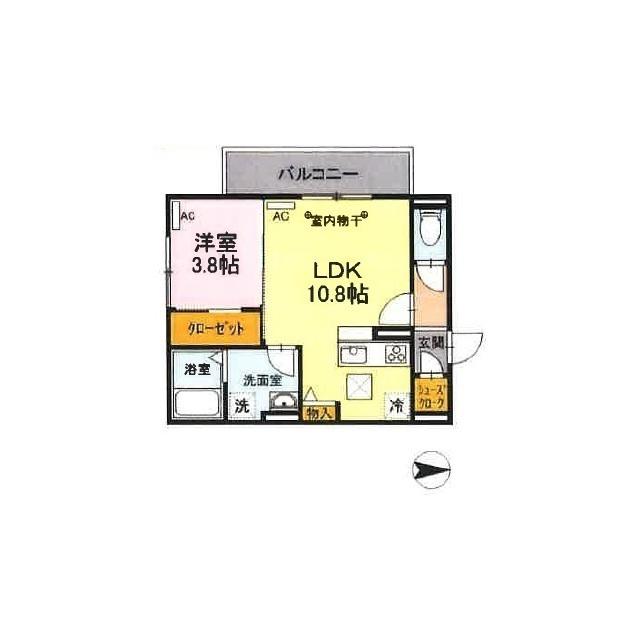 アンプルールK(1LDK/1階)の間取り写真