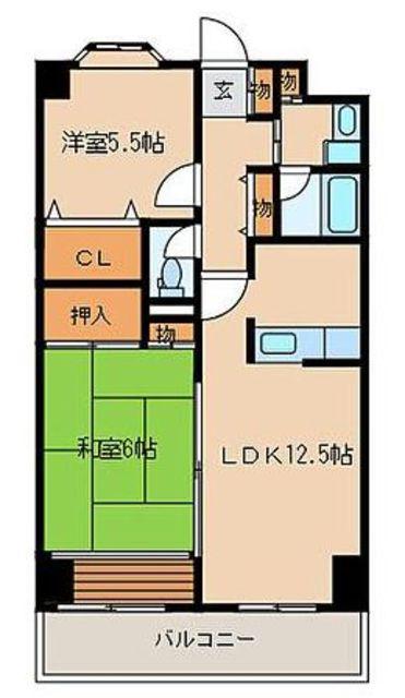 リバーサイド・ゼム(2LDK/1階)の間取り写真