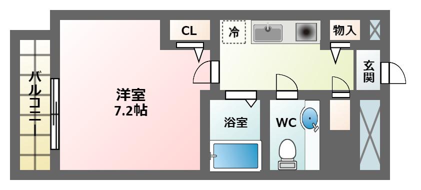 ジュネス東住吉(1K/6階)の間取り写真