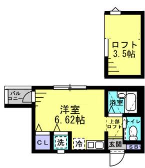 ヒルズ富岡(ワンルーム/2階)の間取り写真