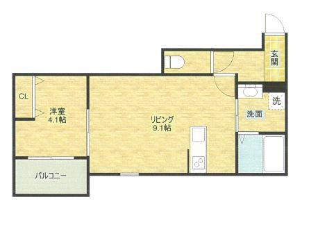 クレアトゥール香里園(1LDK/1階)の間取り写真