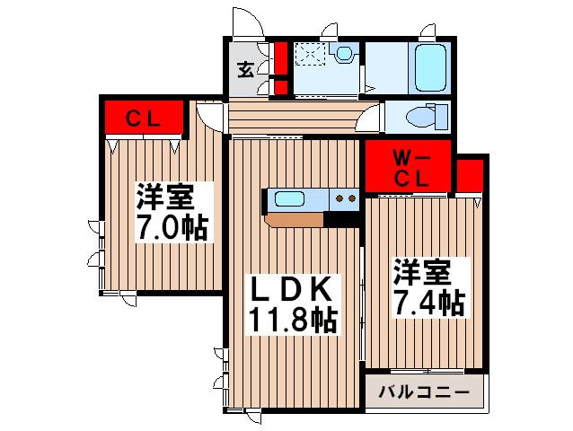 エスポワール(2LDK/3階)の間取り写真