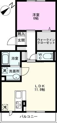 ロイジェントパークスレイクタウンIIIH(1LDK/2階)の間取り写真