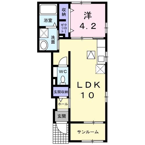 アヴニールヴィラTGME(1LDK/1階)の間取り写真